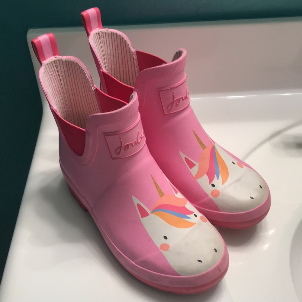 Joules 'Unicorn' Short Rain Boots in PINK (2) - Picture 6 of 15